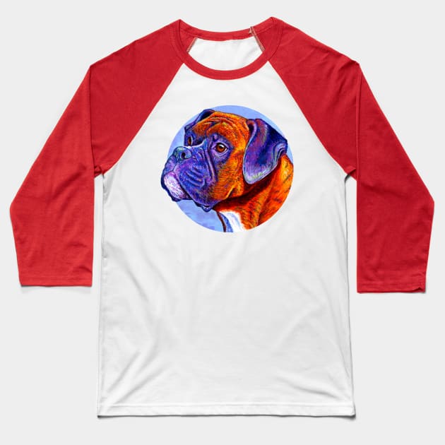 Colorful Brindle Boxer Dog Baseball T-Shirt by rebeccawangart